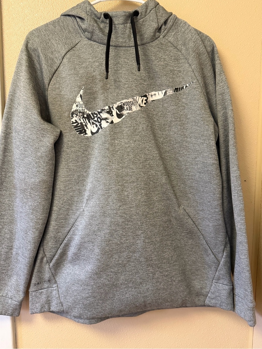Nike Gray Crewneck Hoodie with Graphic Swoosh